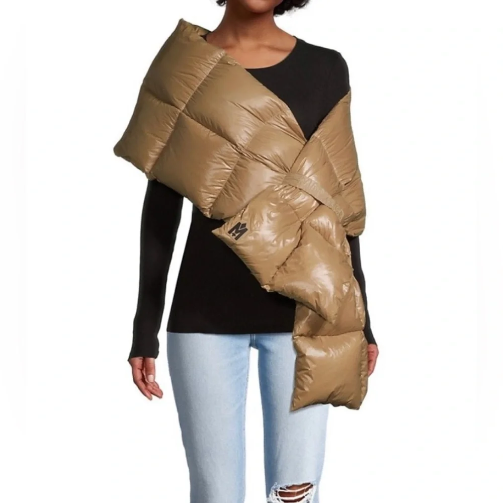 New! MACKAGE River Oversized Quilted Puffer Scarf Caramel Brown 🤎 OS NWT!